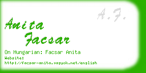 anita facsar business card